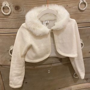 Janie and Jack FAUX FUR COLLAR CARDIGAN